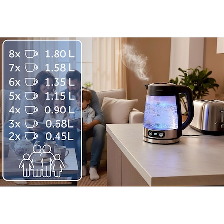 Czajnik elektryczny szklany z regulacja temperatury 1,8l Berdsen 371500