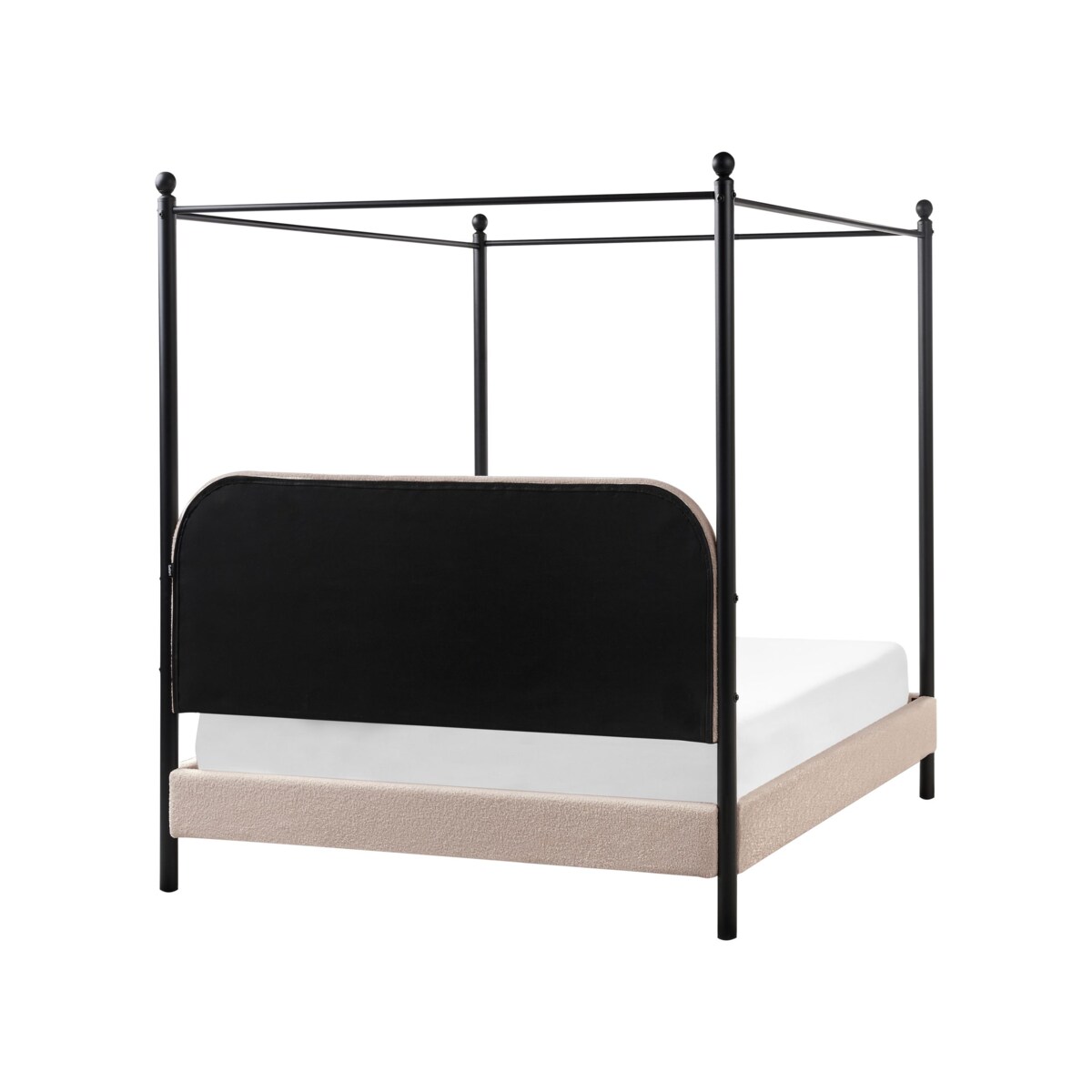 Łóżko z baldachimem Boucle DANNEMOIS 140 x 200 cm Beżowoszary