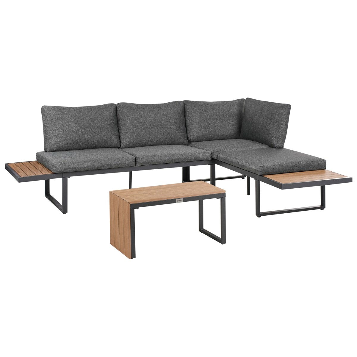 Narożnik ogrodowy ze stolikiem dla 4 osób PIENZA Prawostronny Jasny brąz/ szary