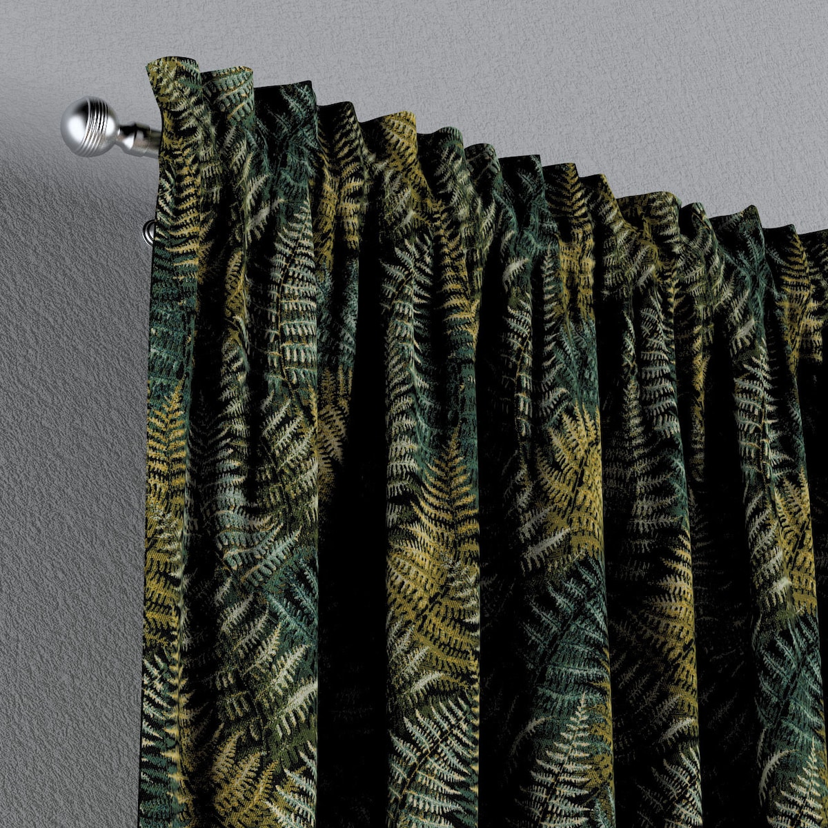 Zasłona na kanale z grzywką 1 szt. 130x260 zielone liście paproci