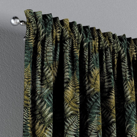 Zasłona na kanale z grzywką 1 szt. 130x260 zielone liście paproci