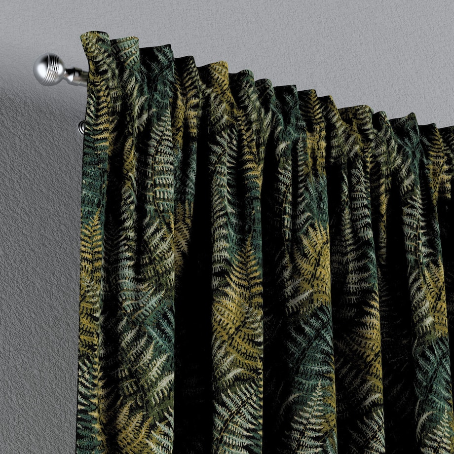 Zasłona na kanale z grzywką 1 szt. 130x260 zielone liście paproci