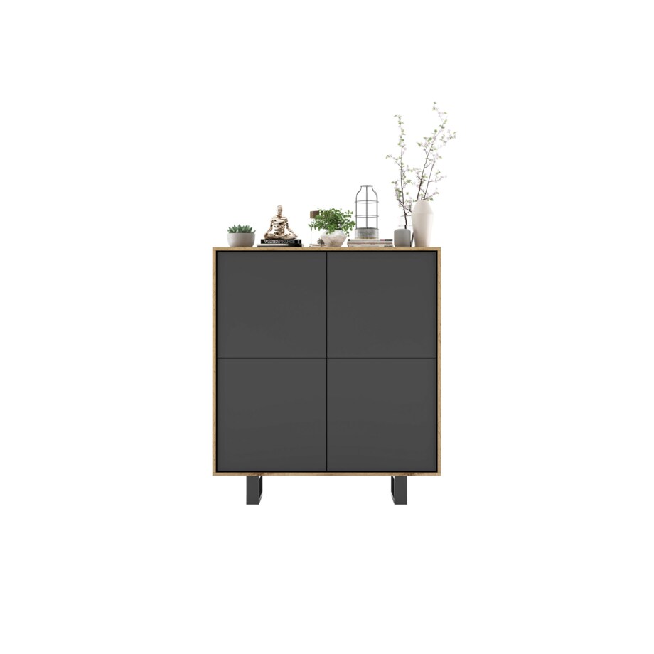 Industrialna Komoda Loft Szafka RTV Dąb Wotan Grafit MAT 113 cm