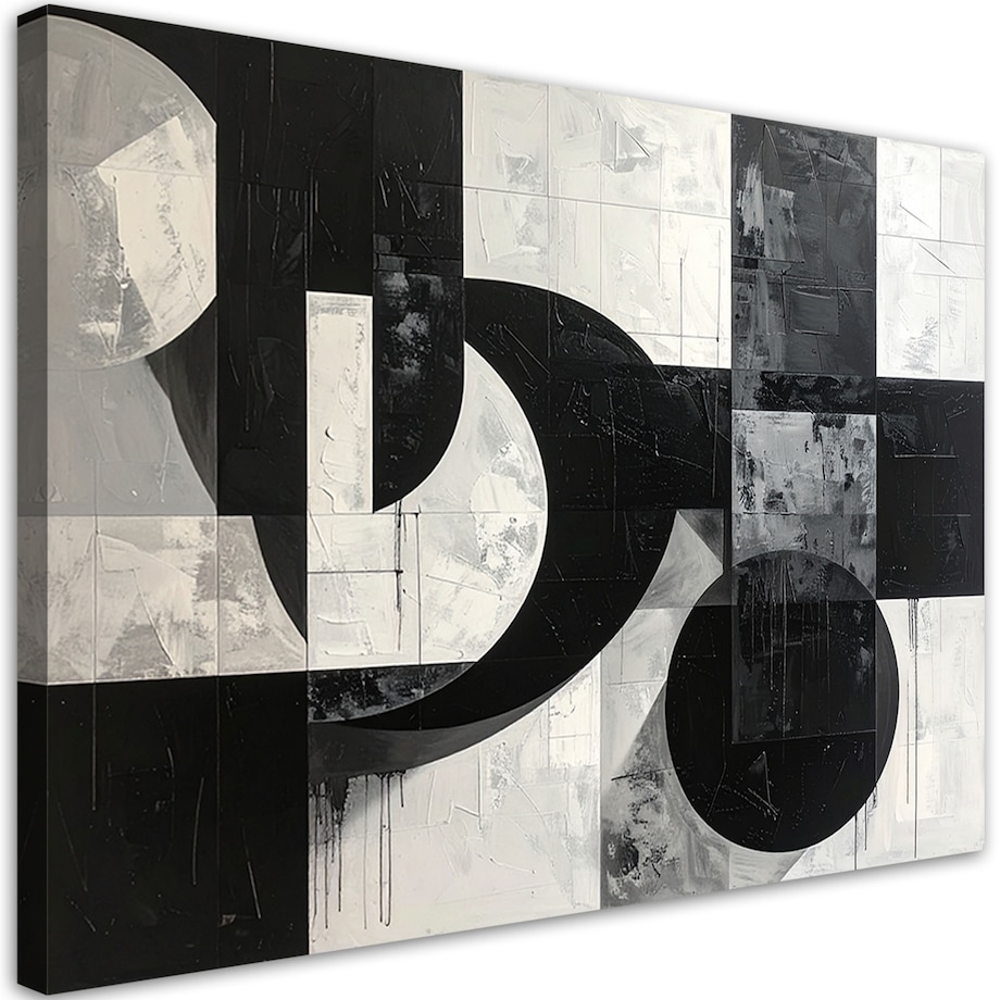 Obraz do salonu sypialni biura loftu, Czarno biała geometryczna abstrakcja