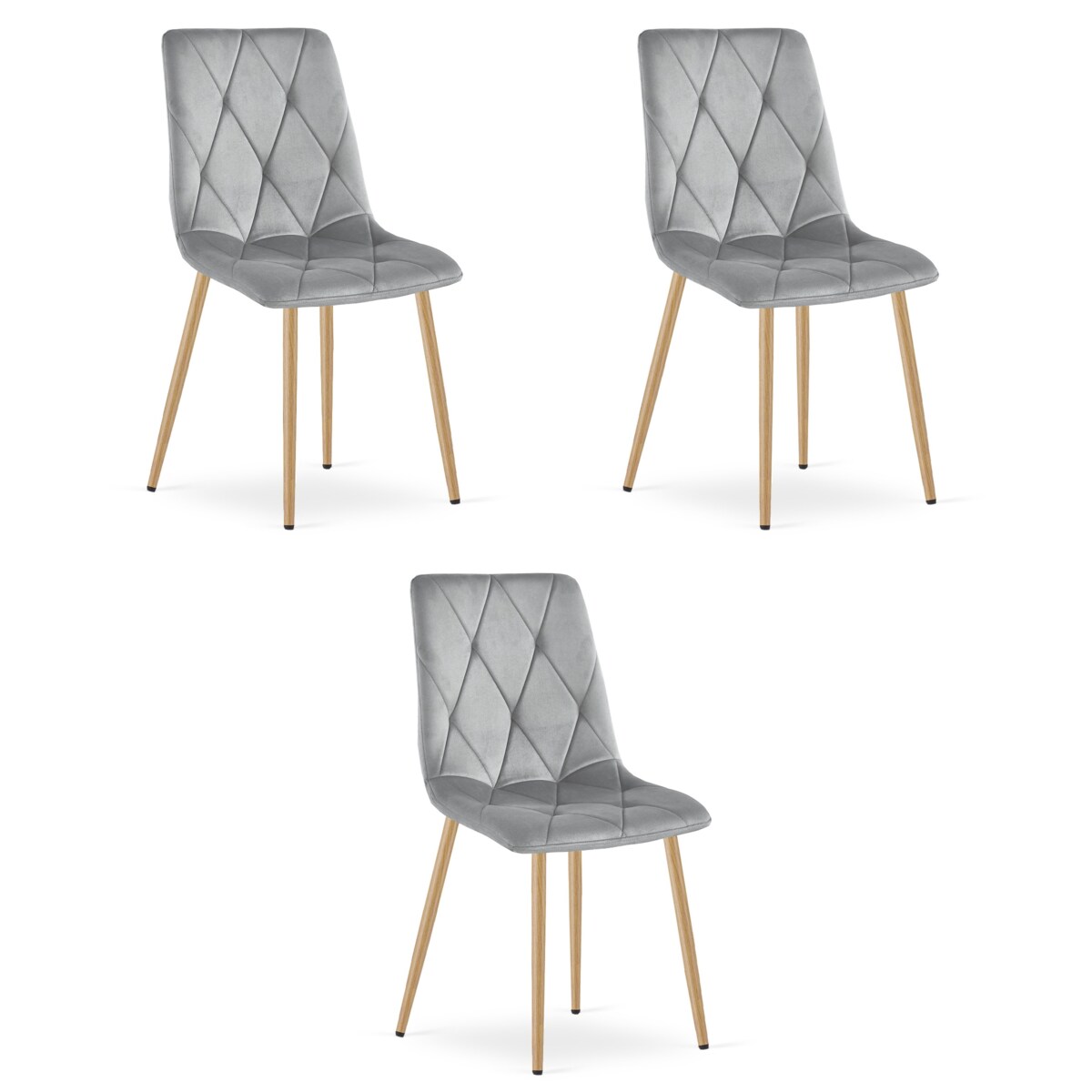 Krzesło Libra nowoczesny design, Jasny Szary Aksamit / Nogi Kolor Drewna X3