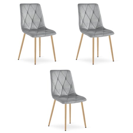 Krzesło Libra nowoczesny design, Jasny Szary Aksamit / Nogi Kolor Drewna X3