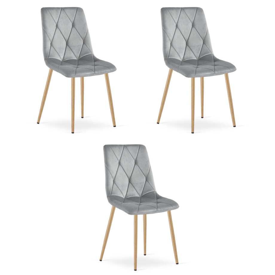 Krzesło Libra nowoczesny design, Jasny Szary Aksamit / Nogi Kolor Drewna X3