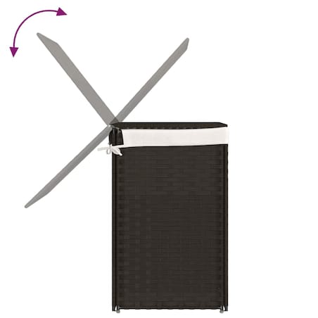 vidaXL Kosz na pranie, 2 komory, ciemny brąz, 53x35x57 cm, polirattan