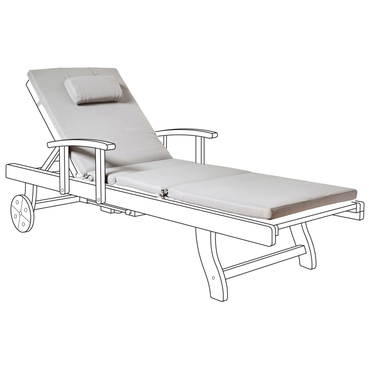 Poduszka na krzesło ogrodowe TOSCANA/JAVA/AMANTEA PREMIUM 188 x 59 cm Jasnoszary