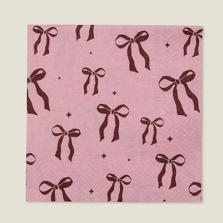 Serwetki świąteczne Ribbon II 20szt. boże narodzenie, święta, świąteczne, różowy-czerwony, 16x16x3 cm