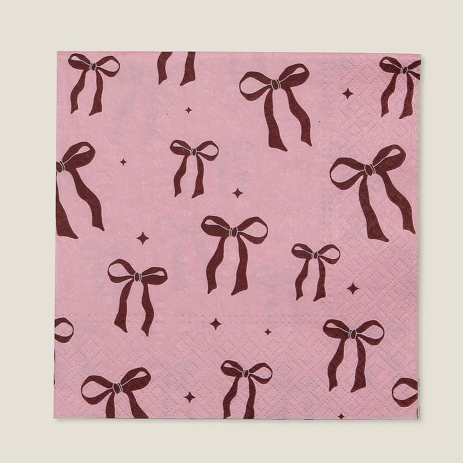 Serwetki świąteczne Ribbon II 20szt. boże narodzenie, święta, świąteczne, różowy-czerwony, 16x16x3 cm