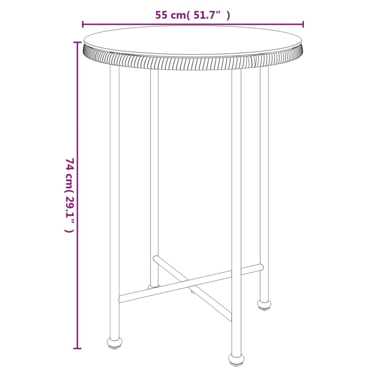 vidaXL Stół jadalniany, Ø55 cm, szkło hartowane i stal
