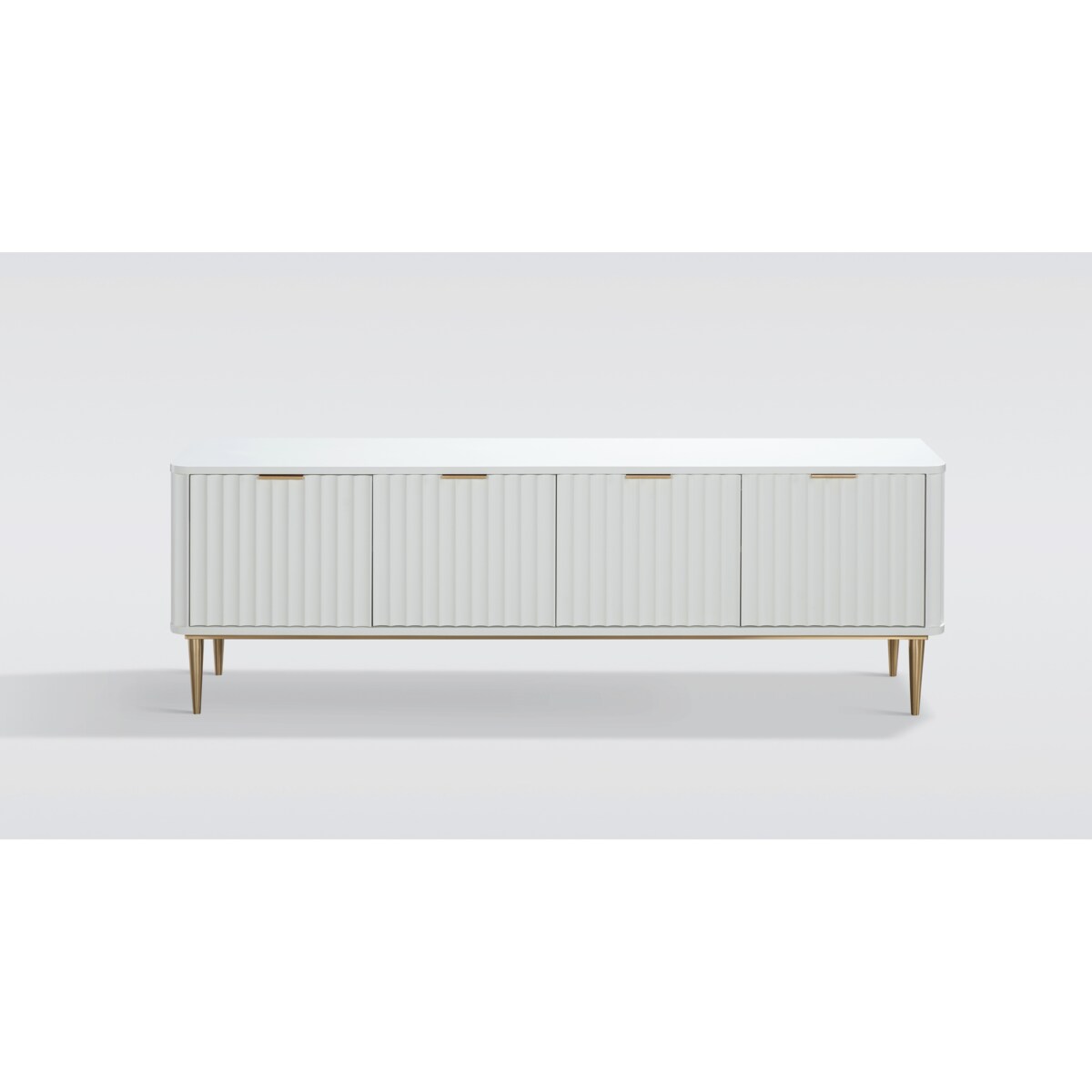 Ryflowana szafka RTV złota Livino Glamour Premium 200x40x55