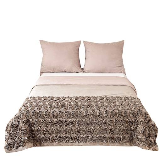 komplet pościeli "bella rosa" z aplikacją 3d róże mikrofibra 160x200 | beż