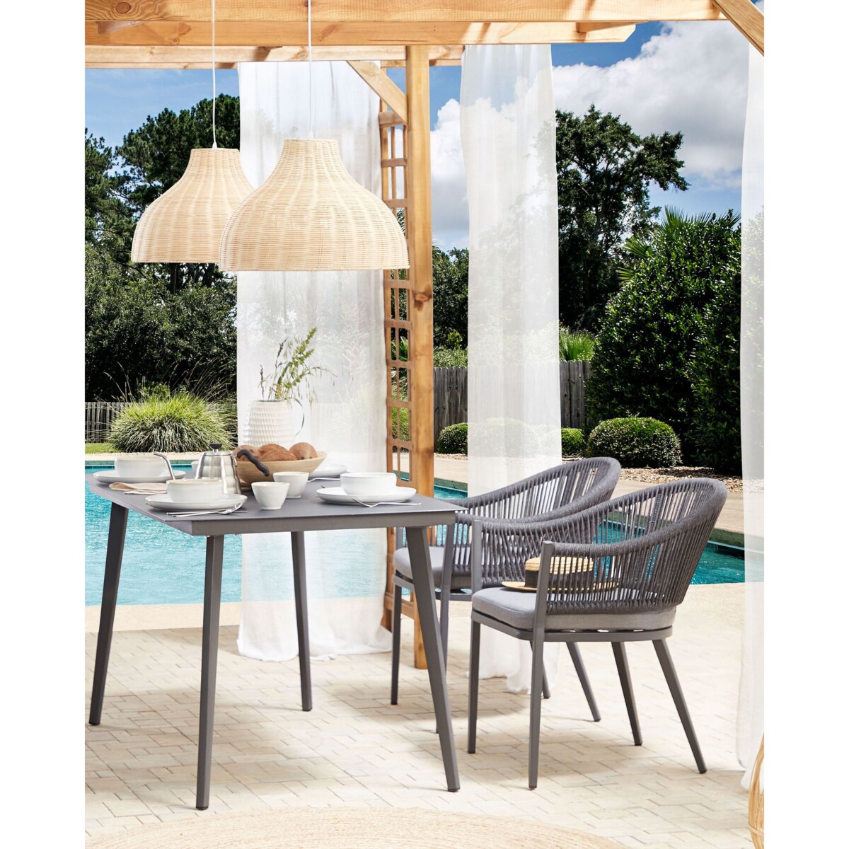 Zestaw 2 krzeseł ogrodowych szary MILETO