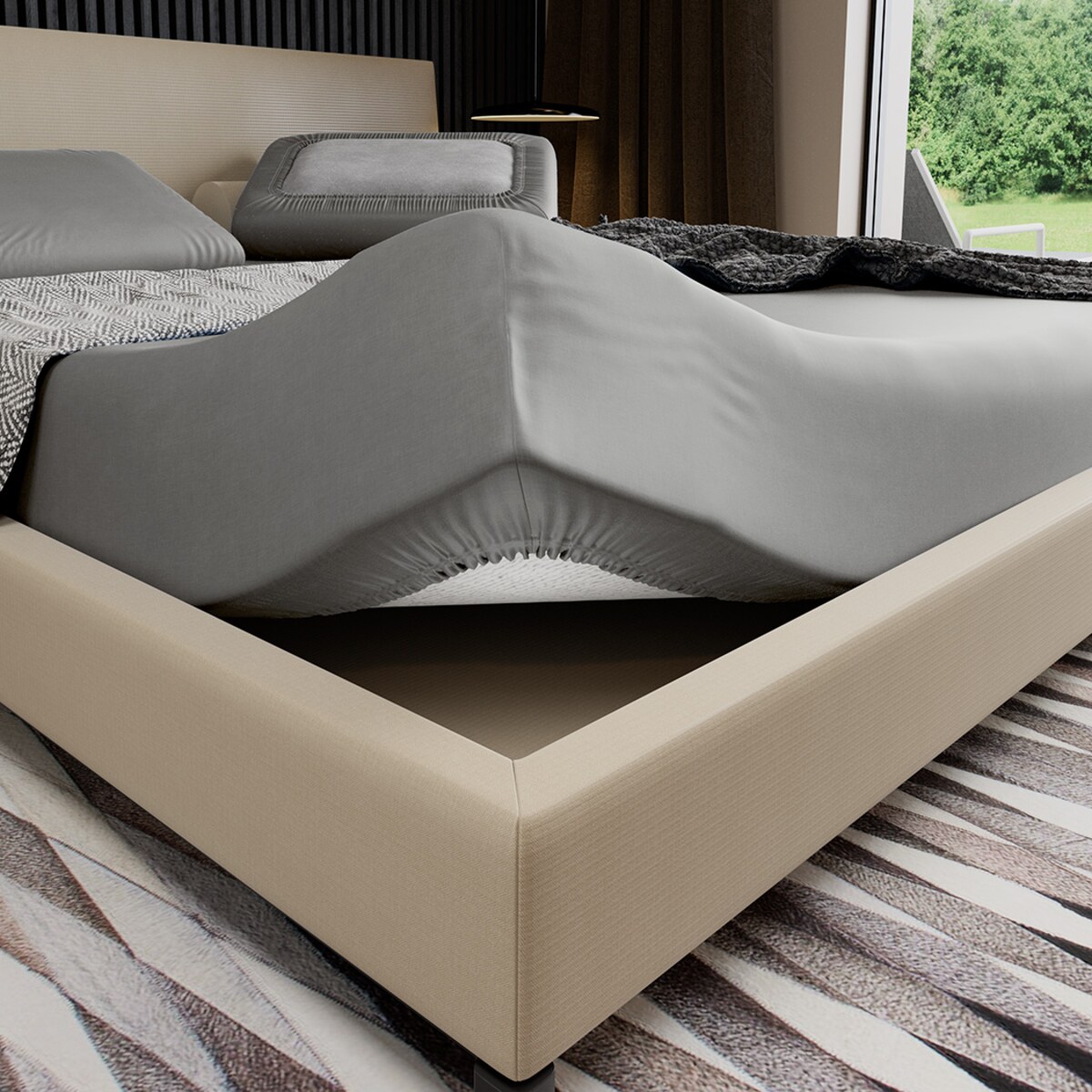 Prześcieradło z gumką 90x200 szare satynowe PAN MATERAC 100% bawełna