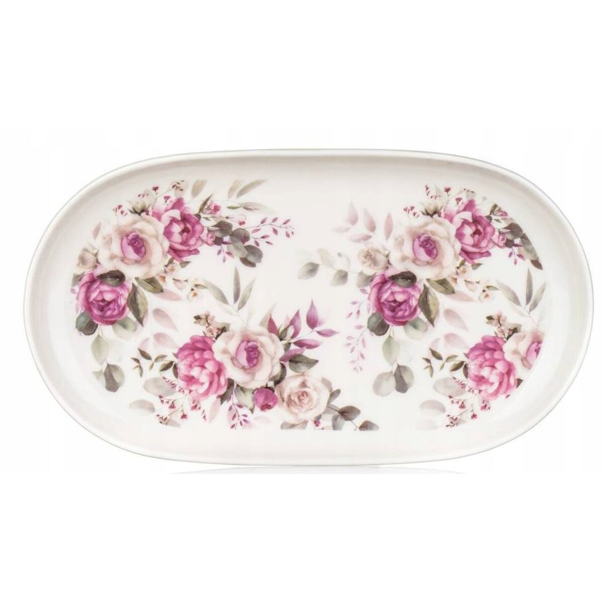 TACKA talerz podkładka ceramiczna w róże 22,5x12,5cm owalna taca