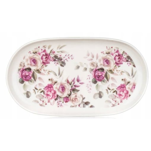 TACKA talerz podkładka ceramiczna w róże 22,5x12,5cm owalna taca