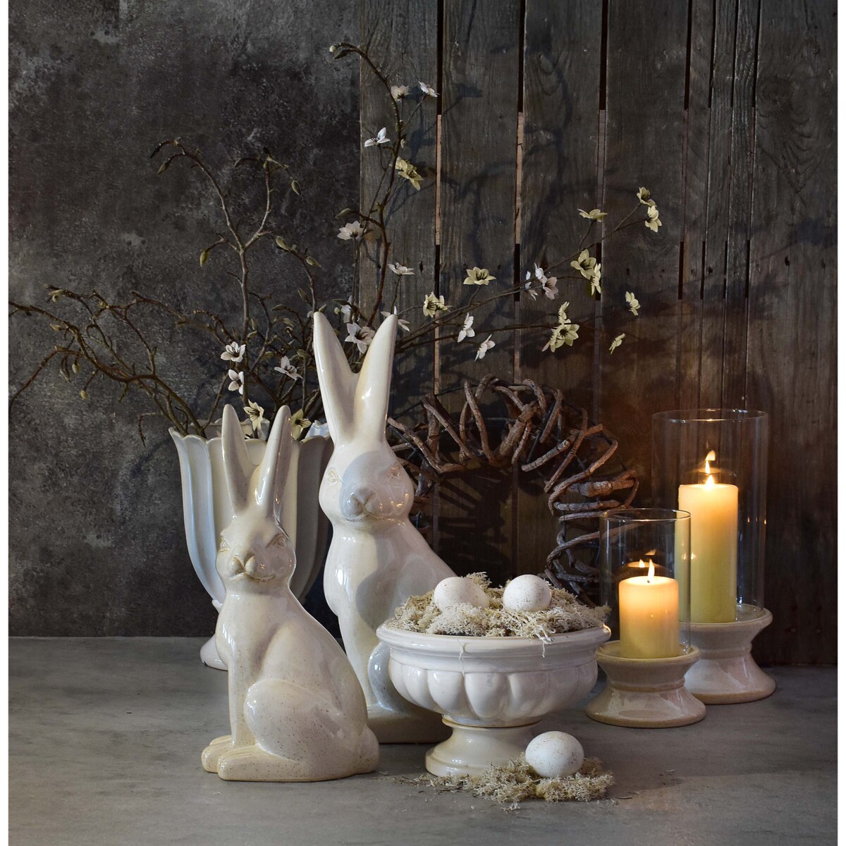 MAVE BEIGE Figura zając ceramiczna 25x19x48cm