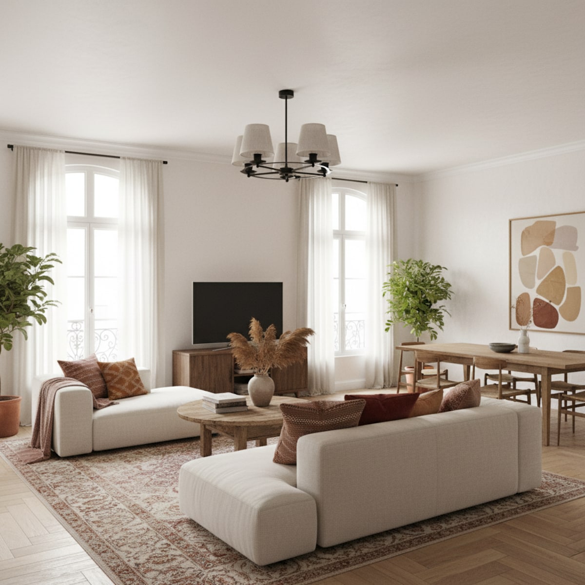 lampa wisząca sufitowa boho z abażurami z juty edylit czarna