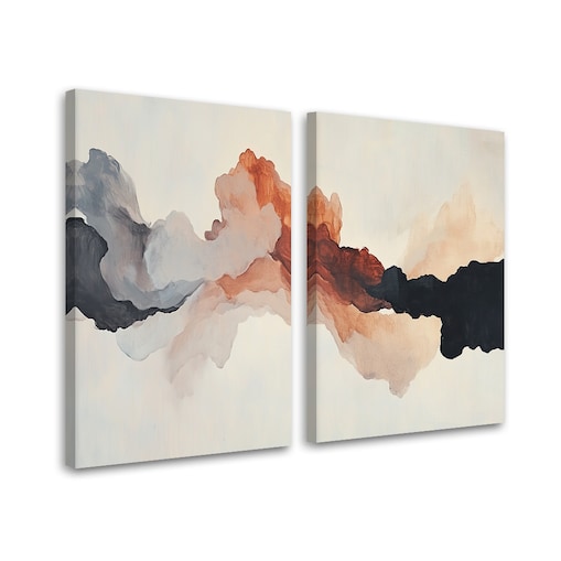 Duże Obrazy 2 sztuki sety do salonu sypialni biura loftu spa Beżowe plamy akwarela abstrakcja 160x120 (2x80x120)