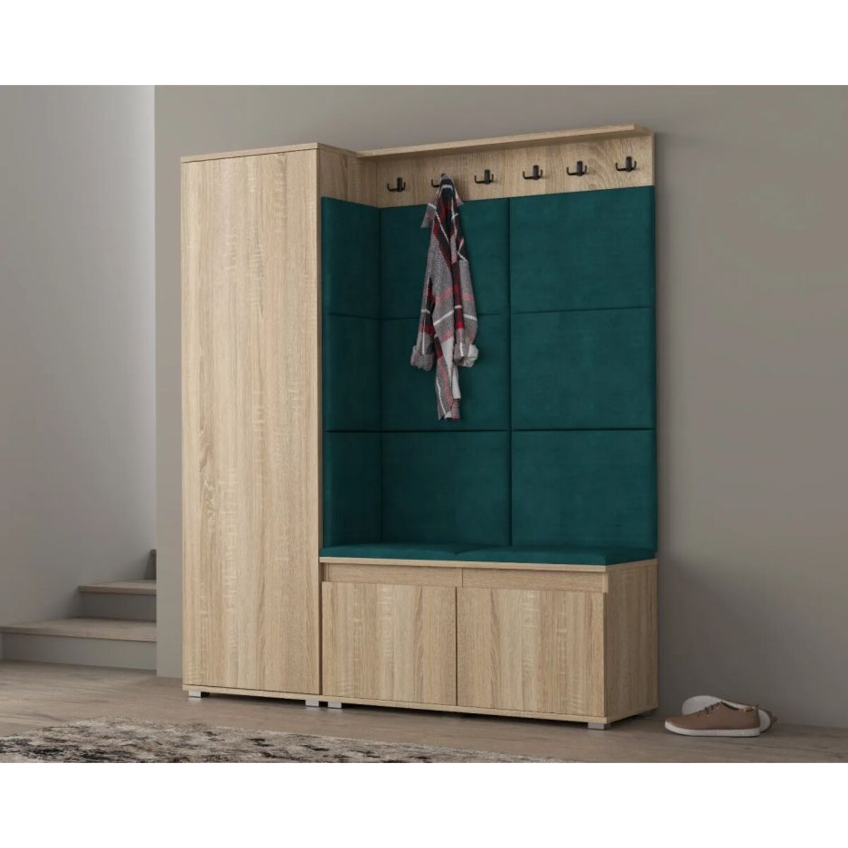 Garderoba do przedpokoju SINGAPUR 154 dąb sonoma/zielona