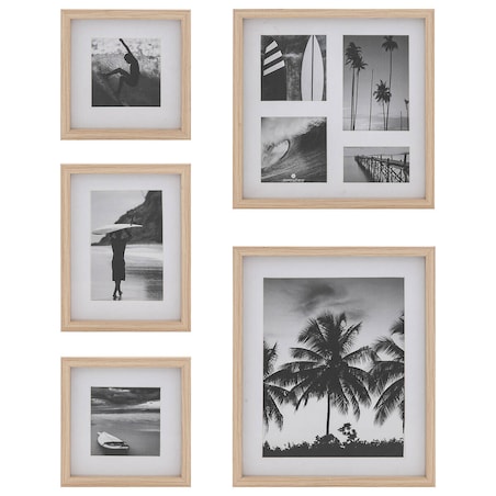 Zestaw ramek na zdjęcia kolor dębowy ERIN, 5 ramek różnej wielkości