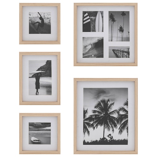 Zestaw ramek na zdjęcia kolor dębowy ERIN, 5 ramek różnej wielkości