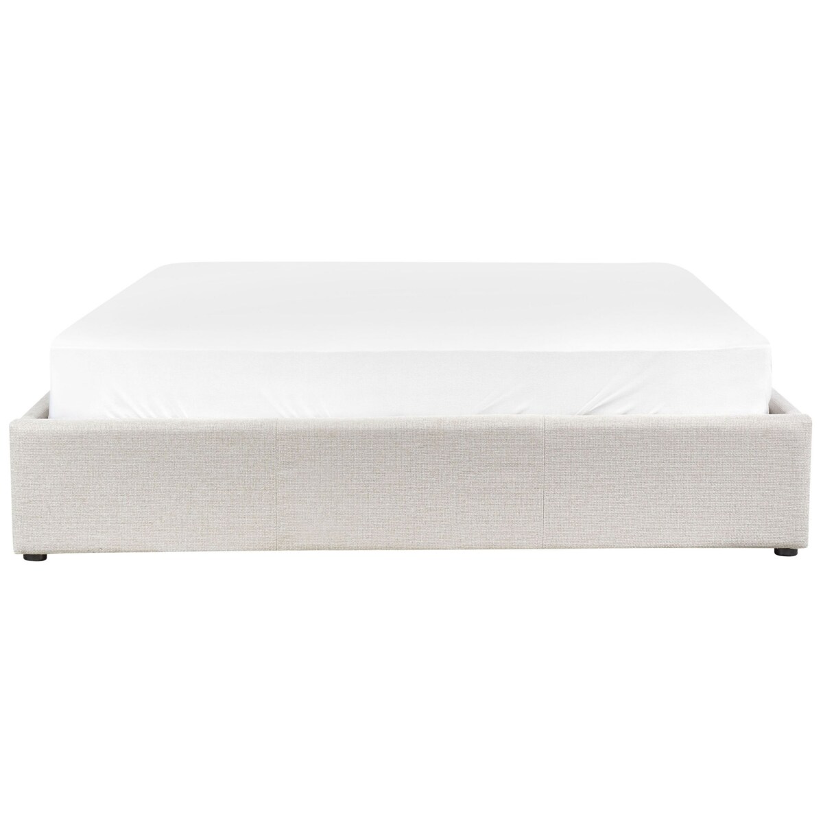 Łóżko z pojemnikiem tapicerowane 160 x 200 cm jasnobeżowe DINAN