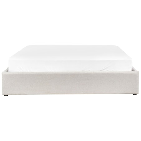 Łóżko z pojemnikiem tapicerowane 160 x 200 cm jasnobeżowe DINAN