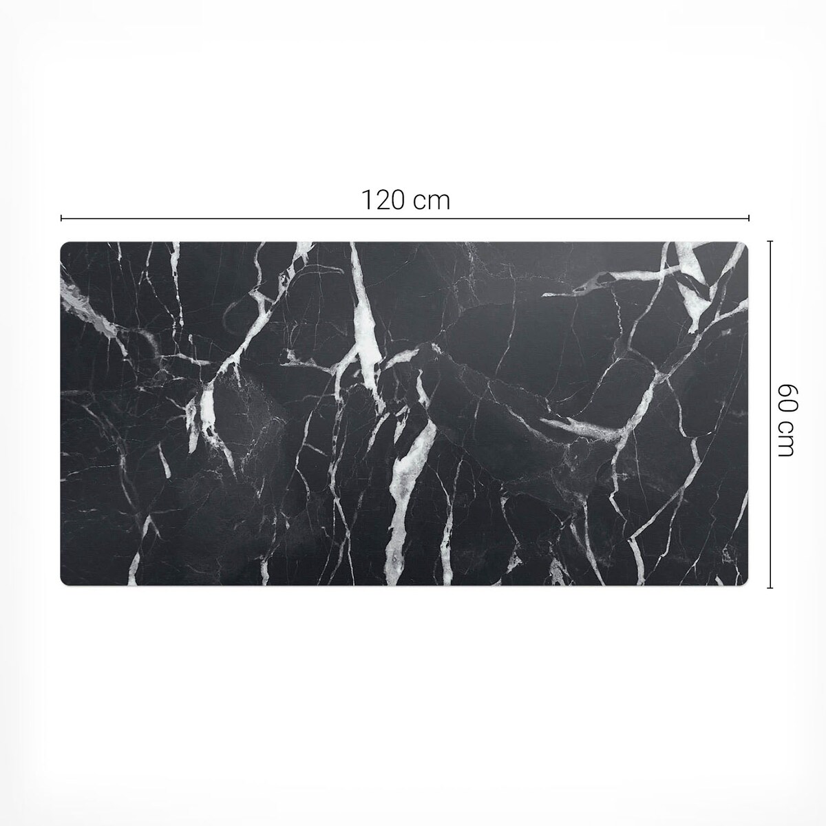 Czarno-Biała mata na biurko Marmurowe żyłki, 120x60 cm