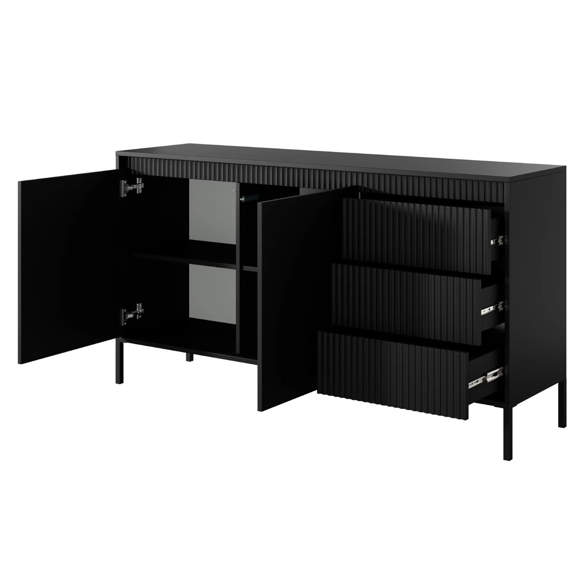 Komoda dwudrzwiowa z szufladami 81,4x153,5 cm LEMAL czarny