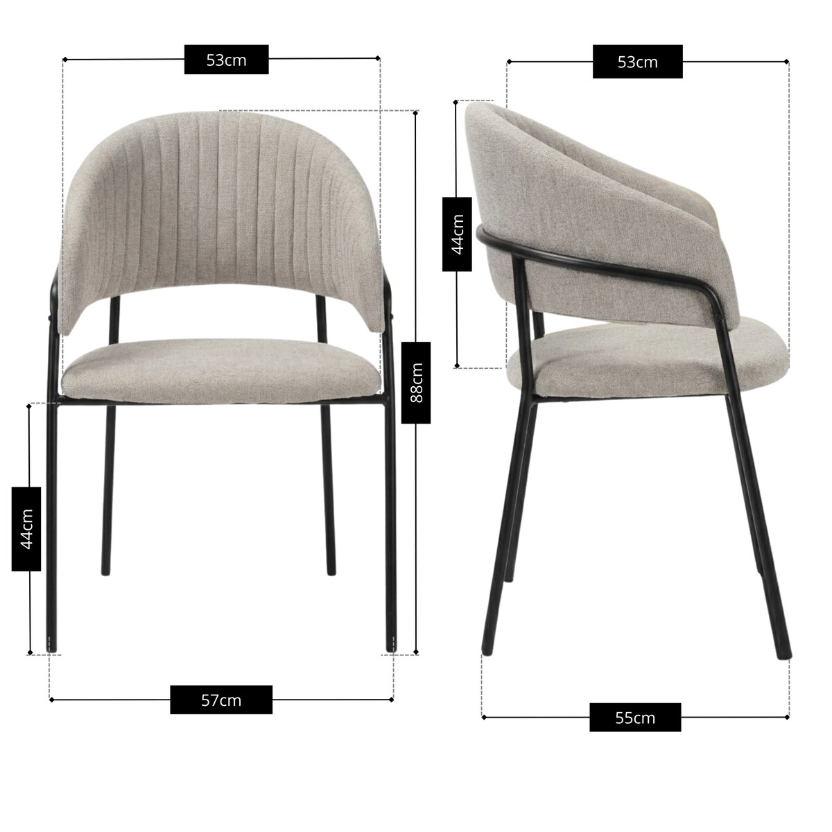 Krzesło tapicerowane nowoczesne wygodne pikowane do jadalni salonu szary tkanina