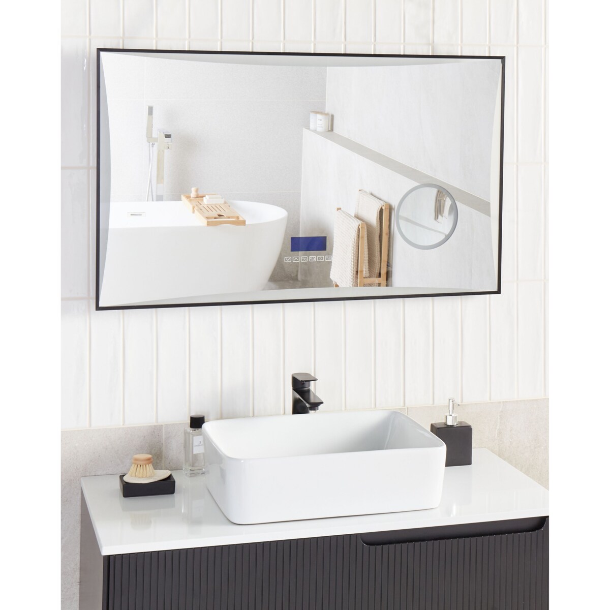 Lustro łazienkowe LED ONLAY 100 cm 60 cm Srebrny