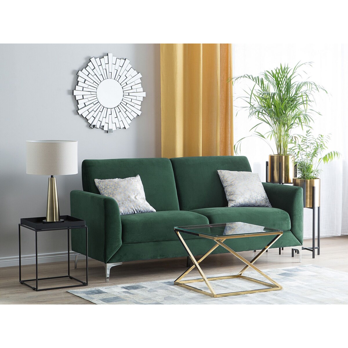 Sofa 3-osobowa welurowa zielona FENES