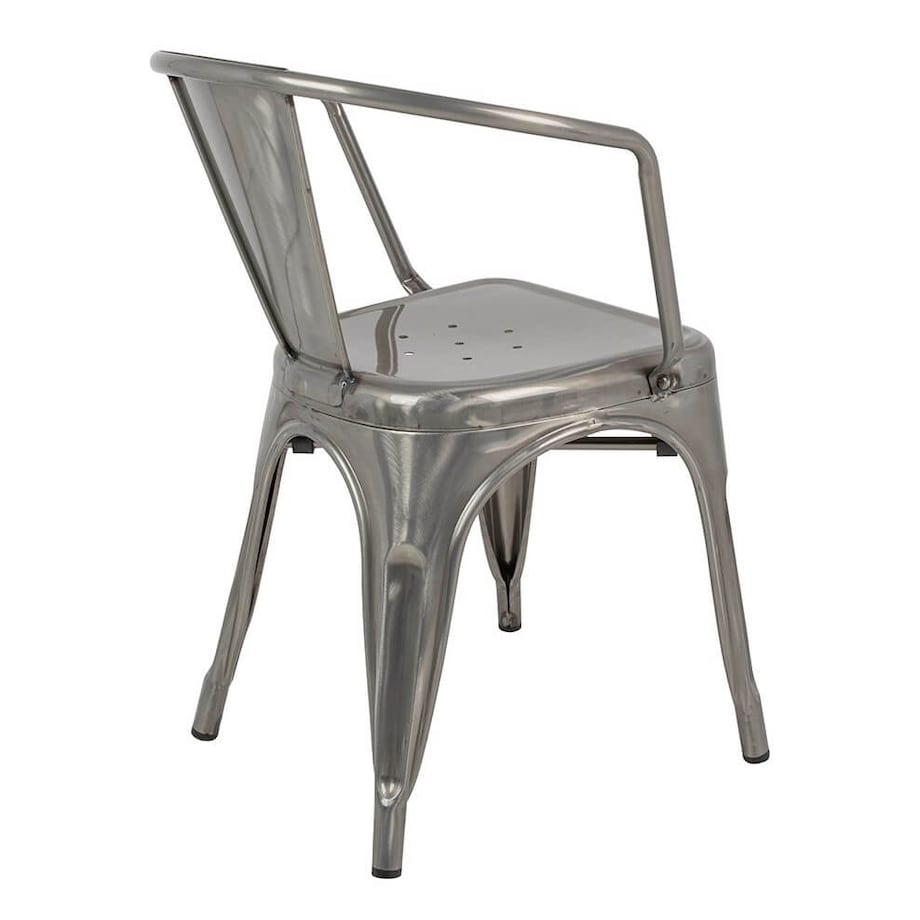 Srebrne krzesło z podłokietnikami Tower Arm do kuchni