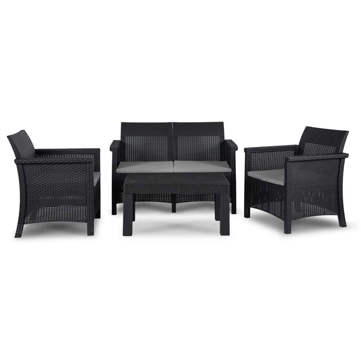 Zestaw Mebli Ogrodowych Na Taras Ogród Technorattan Czarny BRENTA