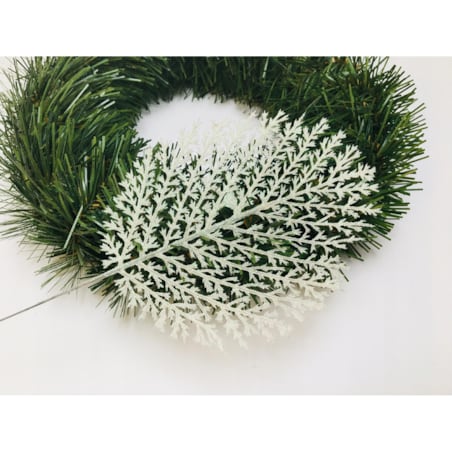 BROKATOWA GAŁĄZKA BIAŁA LIŚĆ paproć do dekoracji święta stroik choinka