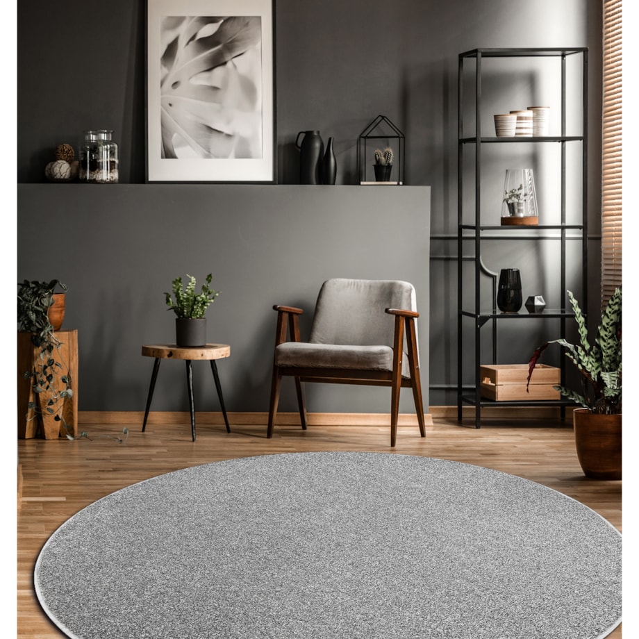 DYWAN koło MOORLAND szary koło 133 cm