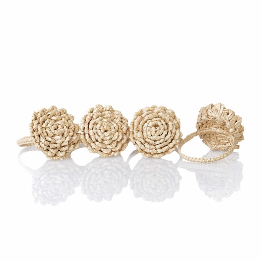 Obrączki na serwetki Beige Flower Rings - 4 sztuki