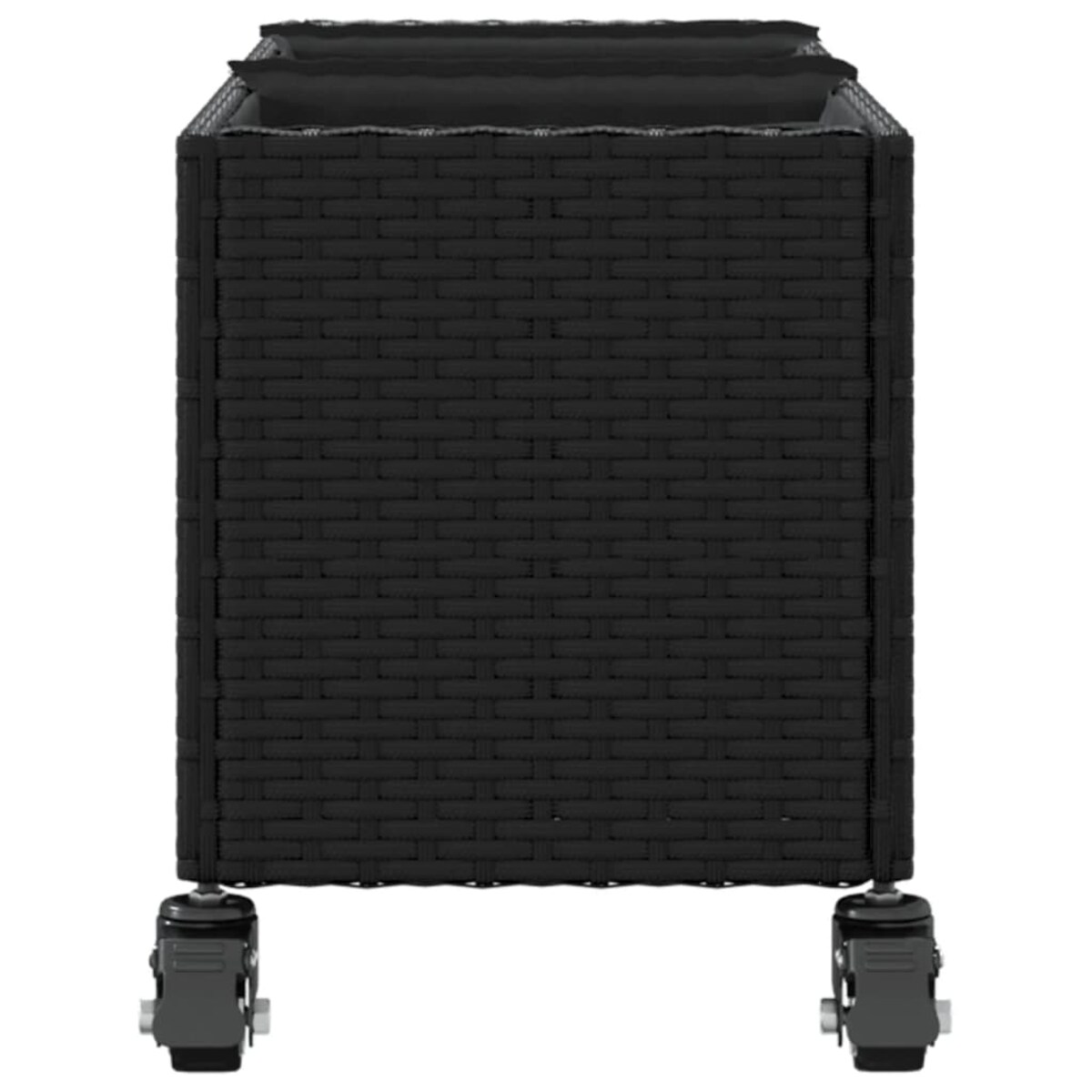 vidaXL Donica ogrodowa z kółkami i 3 wkładami, czarna, 107x32x38 cm