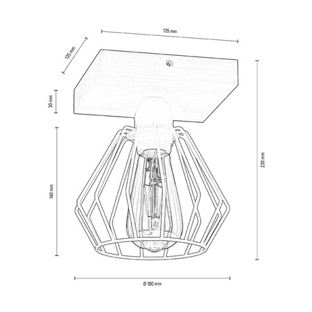 Drewniana Lampa Sufitowa BRITOP Lighting 1xE27 Max.60W Drewno Sosnowe Brązowe FSC z Czarnym Kloszem, 1 szt.