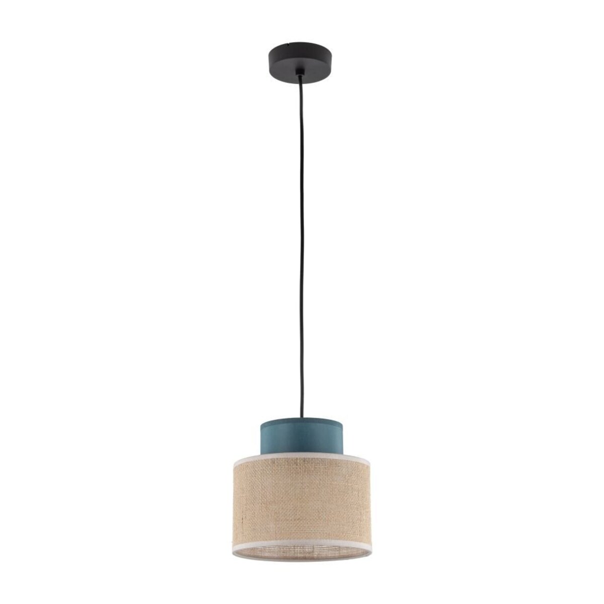 Lampa wisząca TK Lighting DUO JUTA GREEN 3257 czarno-zielona z jutą, E27, regulowana wysokość, 20 cm
