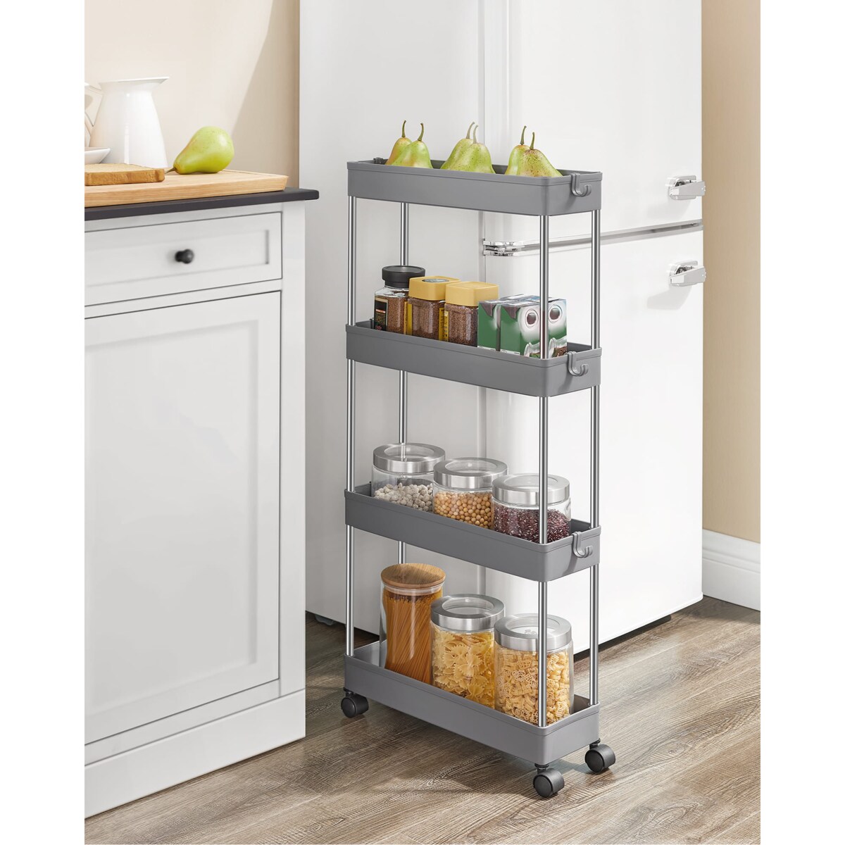 Szafka Na Kółkach, Wózek, Regał Do Kuchni Spiżarni Łazienki Szara