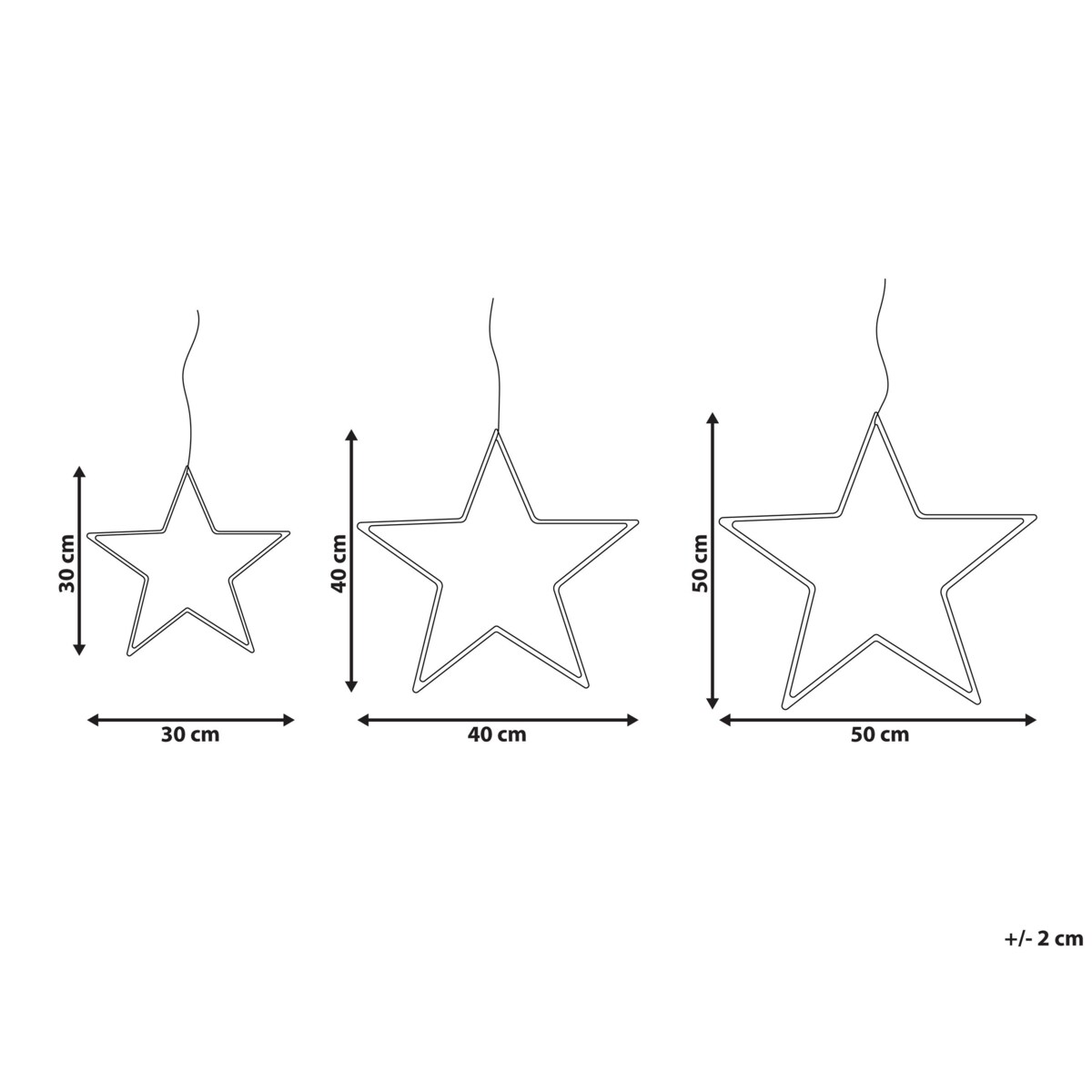 Zestaw 3 dekoracji wiszących LED gwiazda srebrny KUNNARI