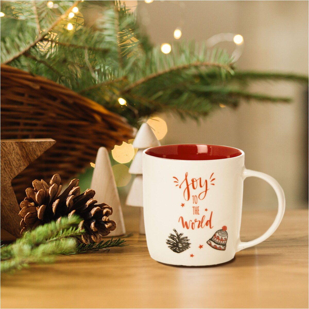 Kubek Świąteczny Na Prezent Ceramiczny Boże Narodzenie 370 Ml Biały Ceramiczny Dzwonek