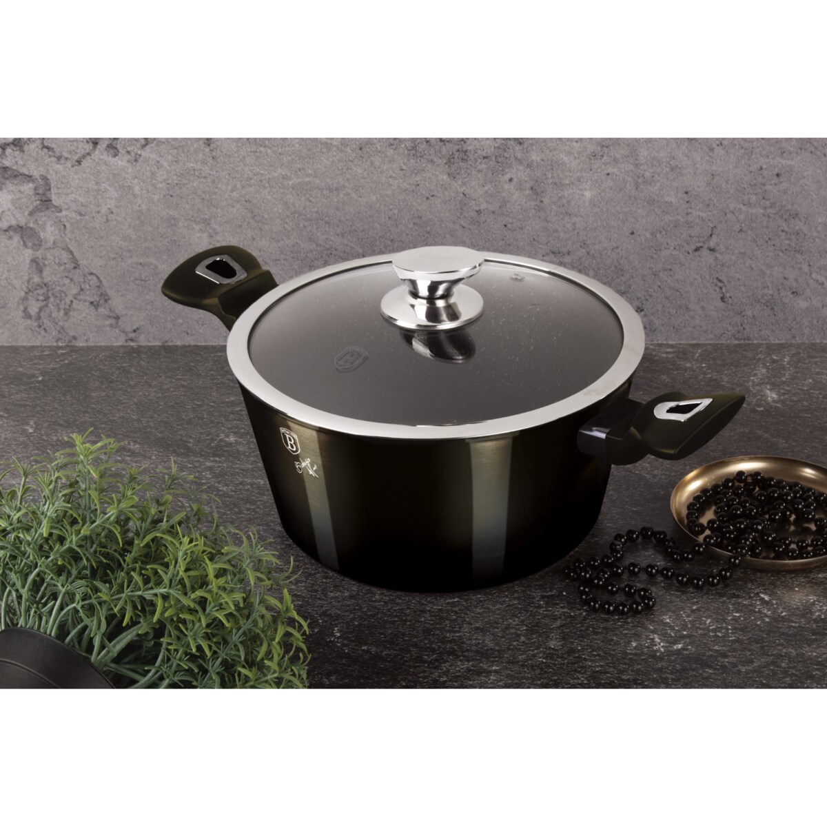 Garnek z powłoką granitową 6.1L 28cm BERLINGER HAUS Shiny Black