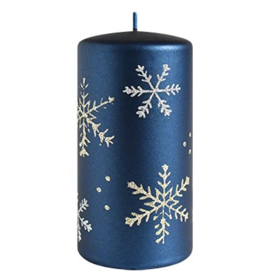 Świeca FROST walec mały 7xh10cm parafinowa granatowa