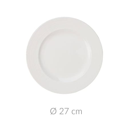 Talerz obiadowy płytki, porcelanowy, biały, Ø 27 cm