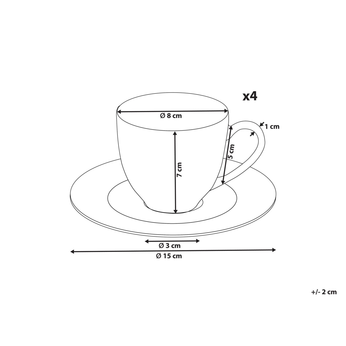 Zestaw 4 filiżanek ze spodkami COWSLIP Porcelana Biały